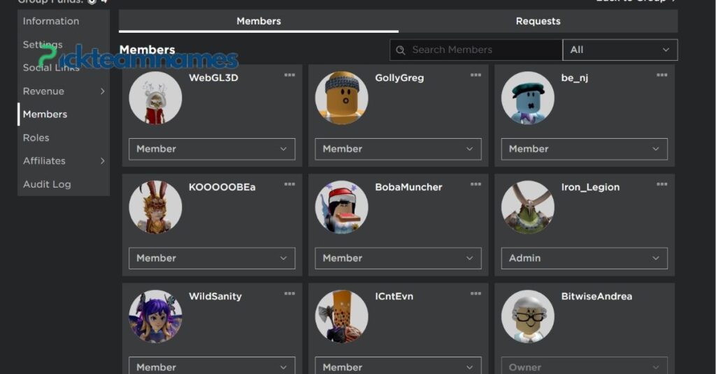 Roblox Group Names for Friends